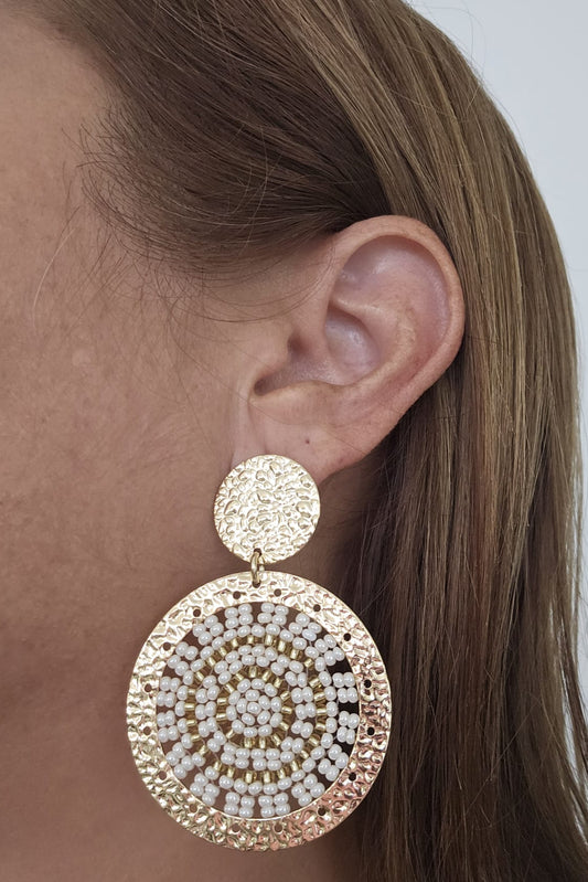 PANTALLAS REDONDAS DORADAS CON BLANCO