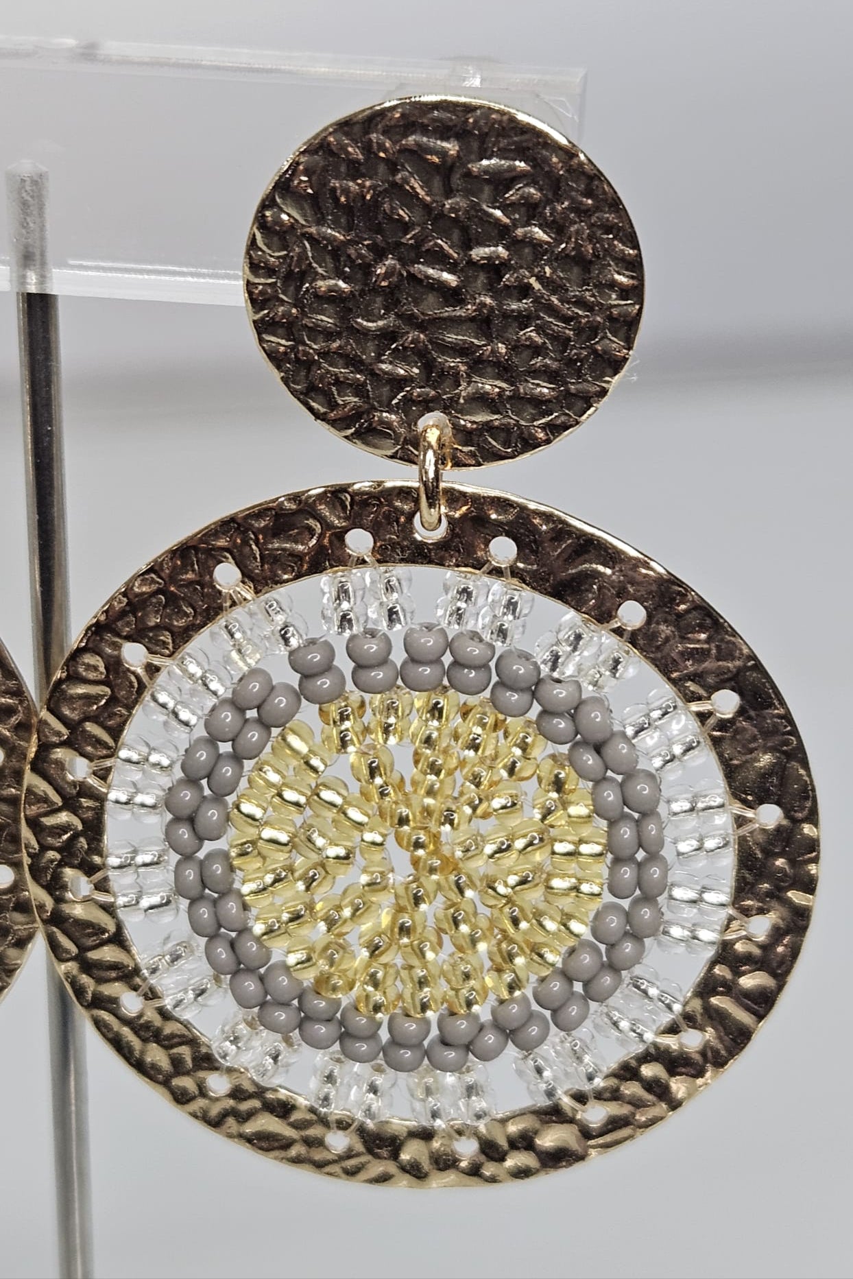 PANTALLAS REDONDAS DORADAS CON GRIS Y TRANSPARENTE