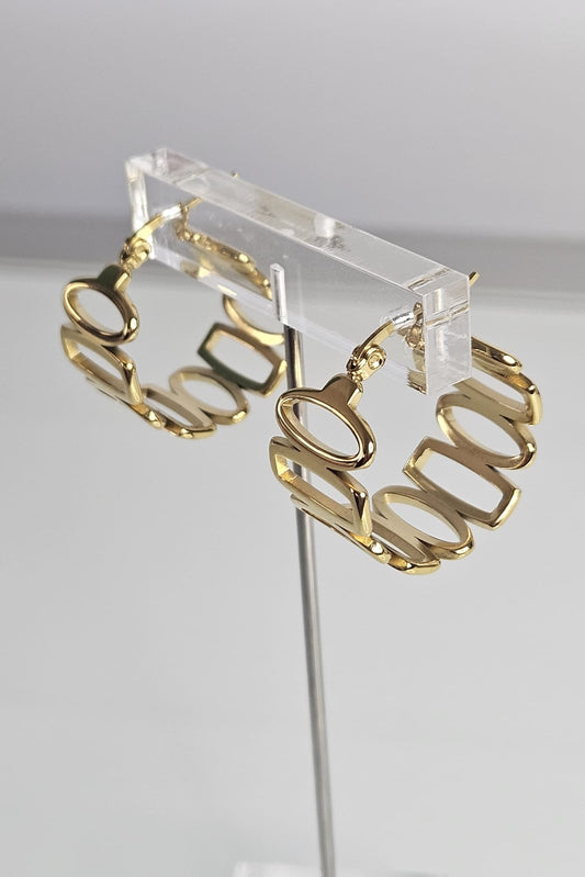 PANTALLAS "HOOPS" DORADAS CON ÓVALOS