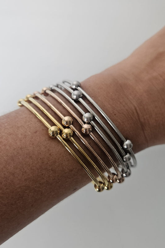 PULSERAS "BANGLES" TRICOLOR CON ESFERAS