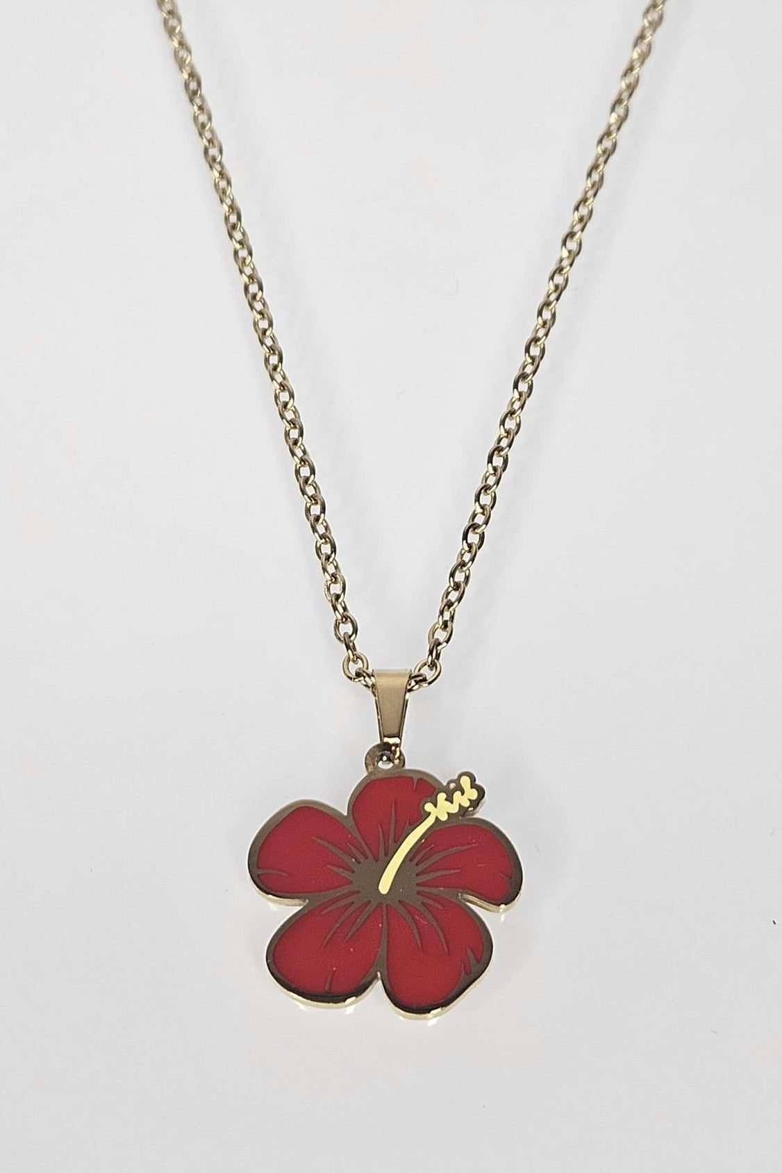 CADENA DORADA CON AMAPOLA ROJA