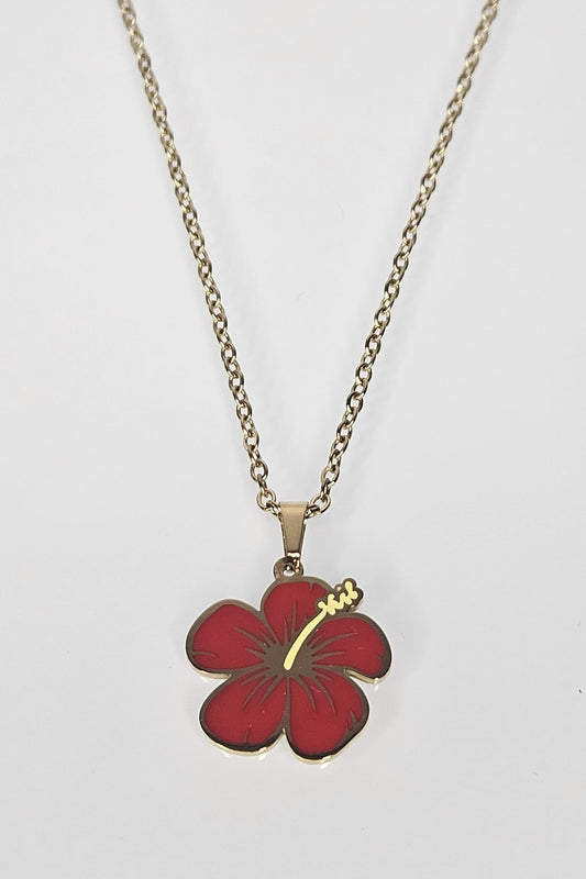 CADENA DORADA CON AMAPOLA ROJA