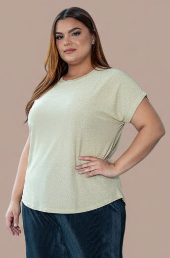 BLUSA DORADA TALLA PLUS DE MANGA CORTA