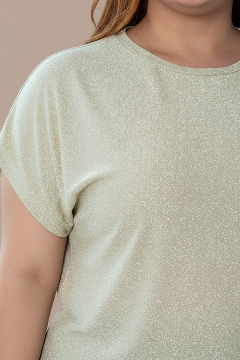 BLUSA DORADA TALLA PLUS DE MANGA CORTA