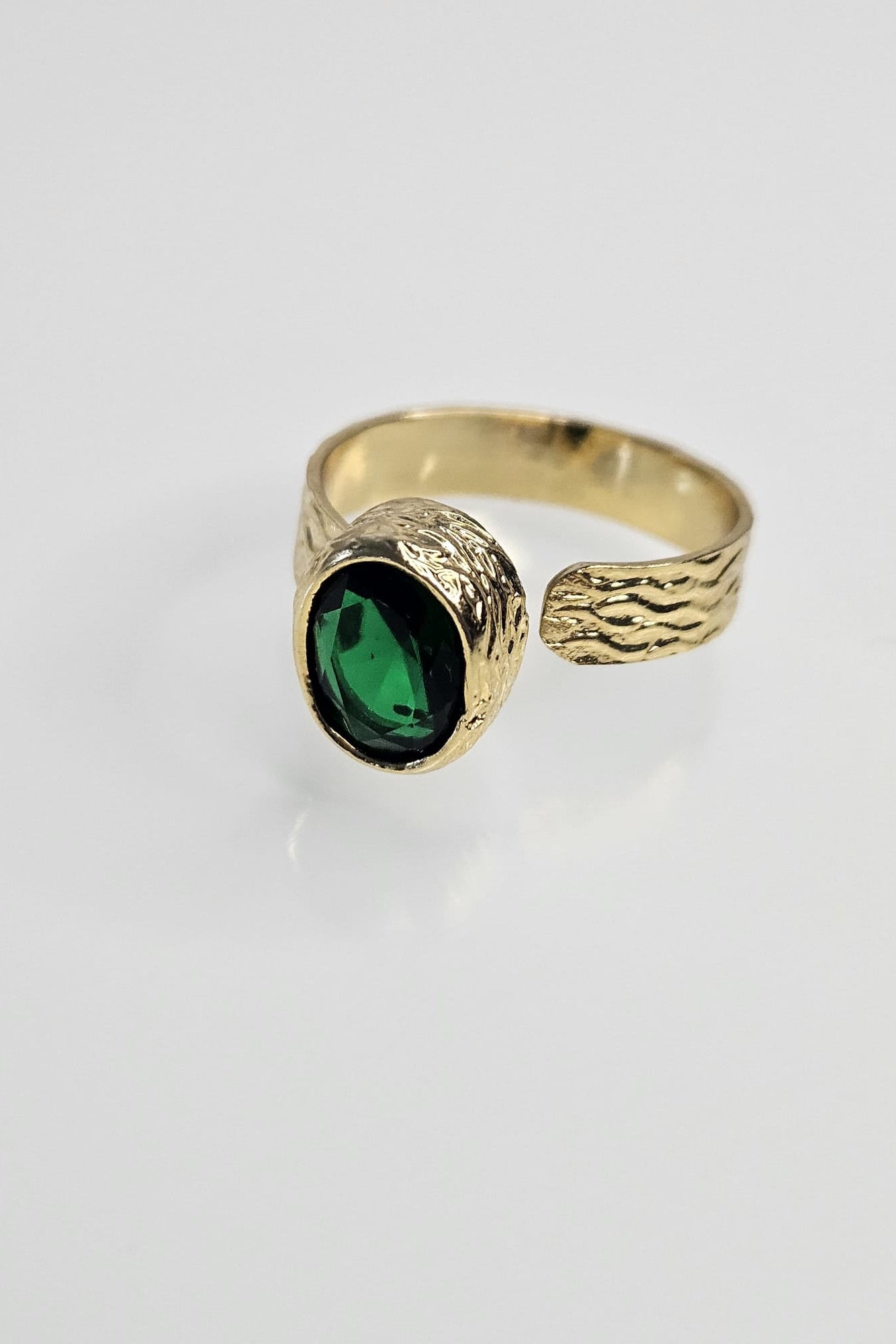 SET TURCO DE BRAZALETE Y SORTIJA DORADO CON PIEDRA VERDE Y PERLAS