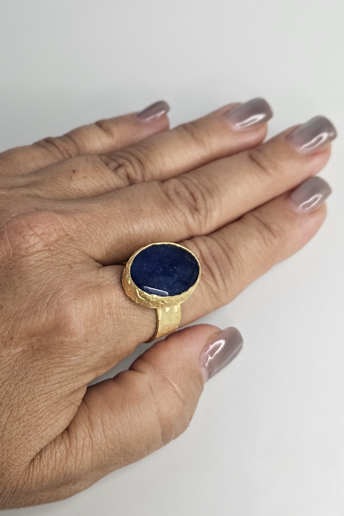 SET TURCO DE BRAZALETE Y SORTIJA DORADO CON PIEDRA AZUL