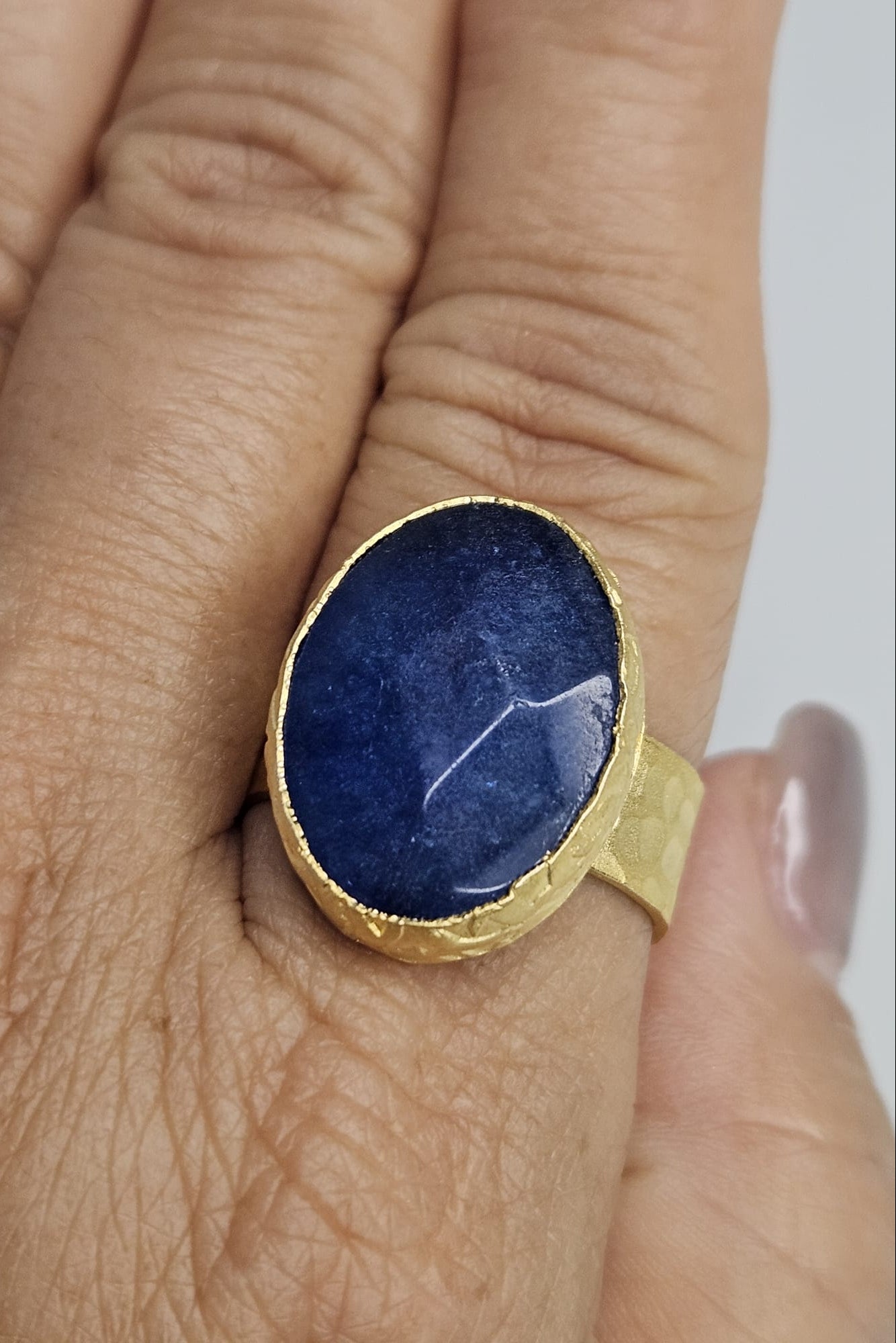 SET TURCO DE BRAZALETE Y SORTIJA DORADO CON PIEDRA AZUL