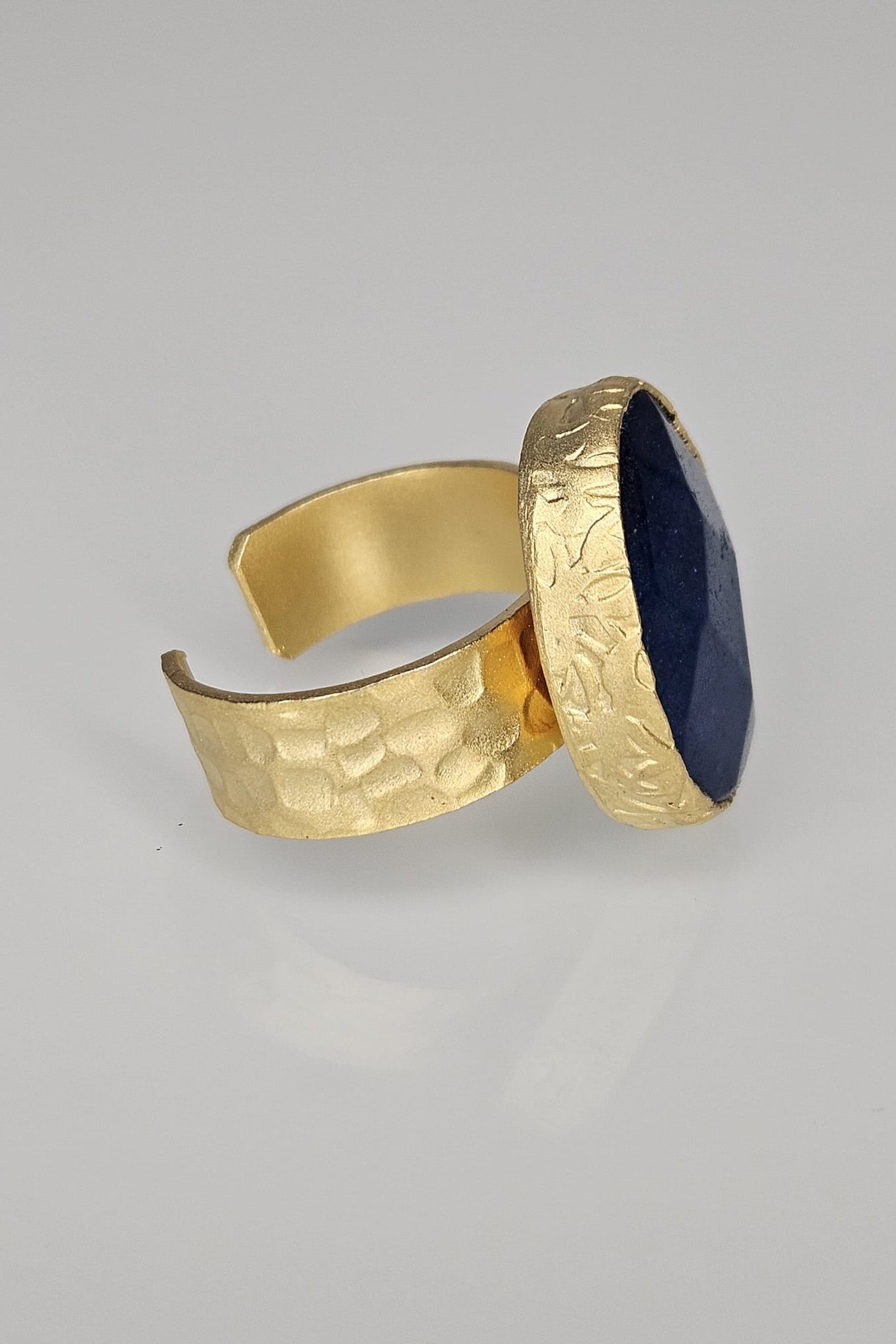 SET TURCO DE BRAZALETE Y SORTIJA DORADO CON PIEDRA AZUL