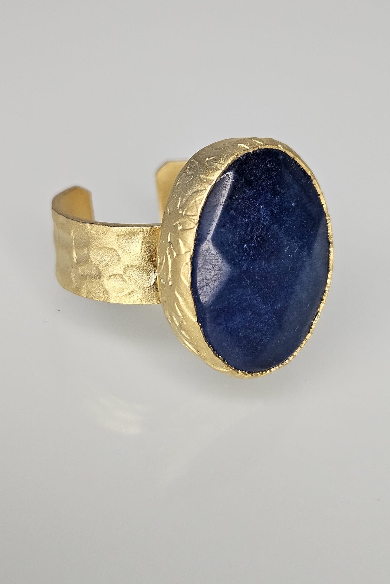 SET TURCO DE BRAZALETE Y SORTIJA DORADO CON PIEDRA AZUL