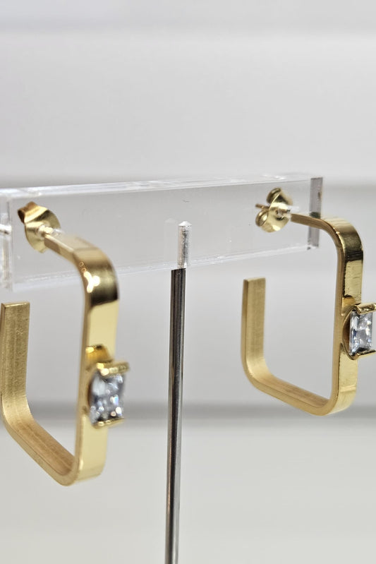 PANTALLAS "HOOPS" CUADRADAS DORADAS CON BRILLANTE