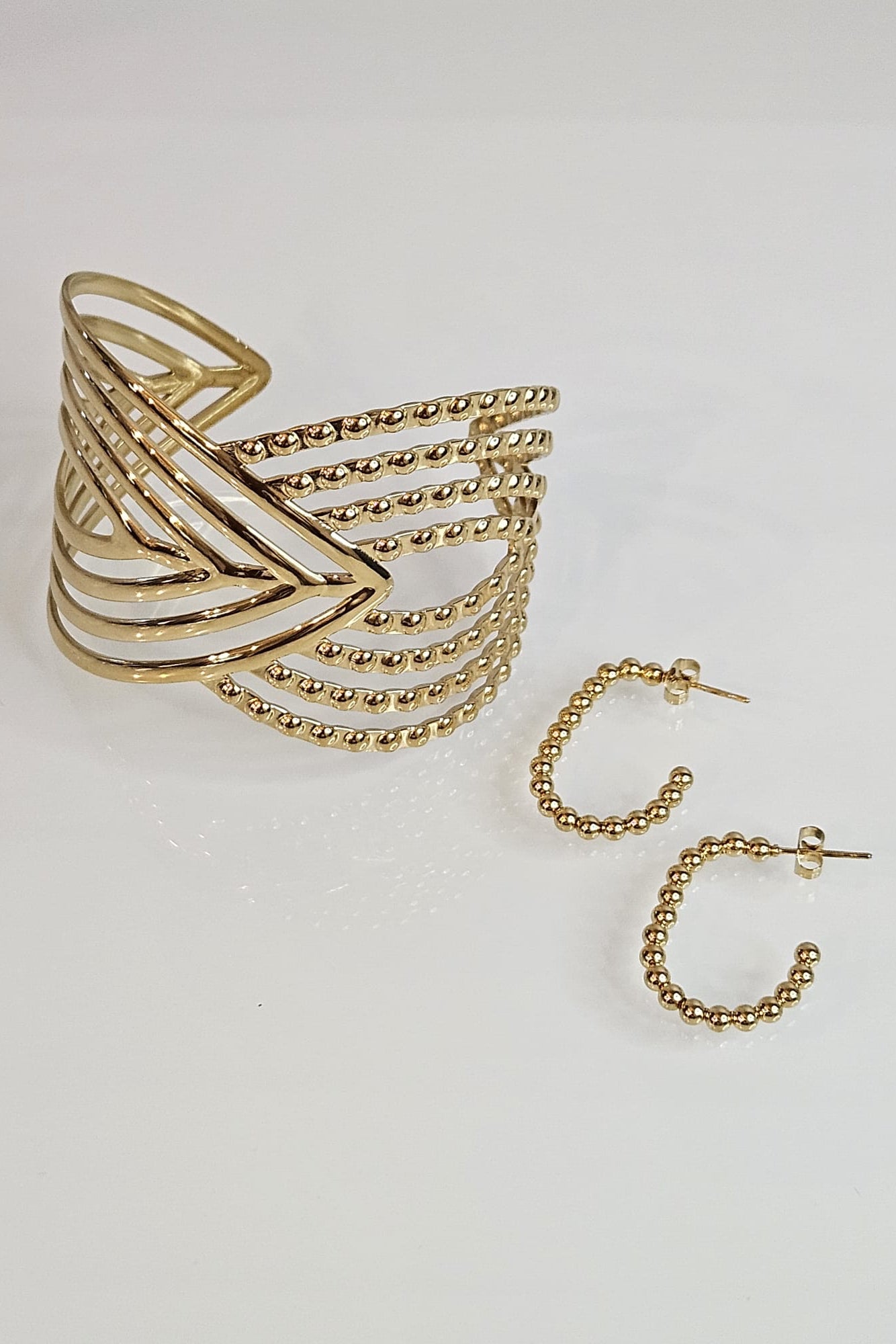 SET DE BRAZALETE Y PANTALLAS DORADO Y/O PLATEADO