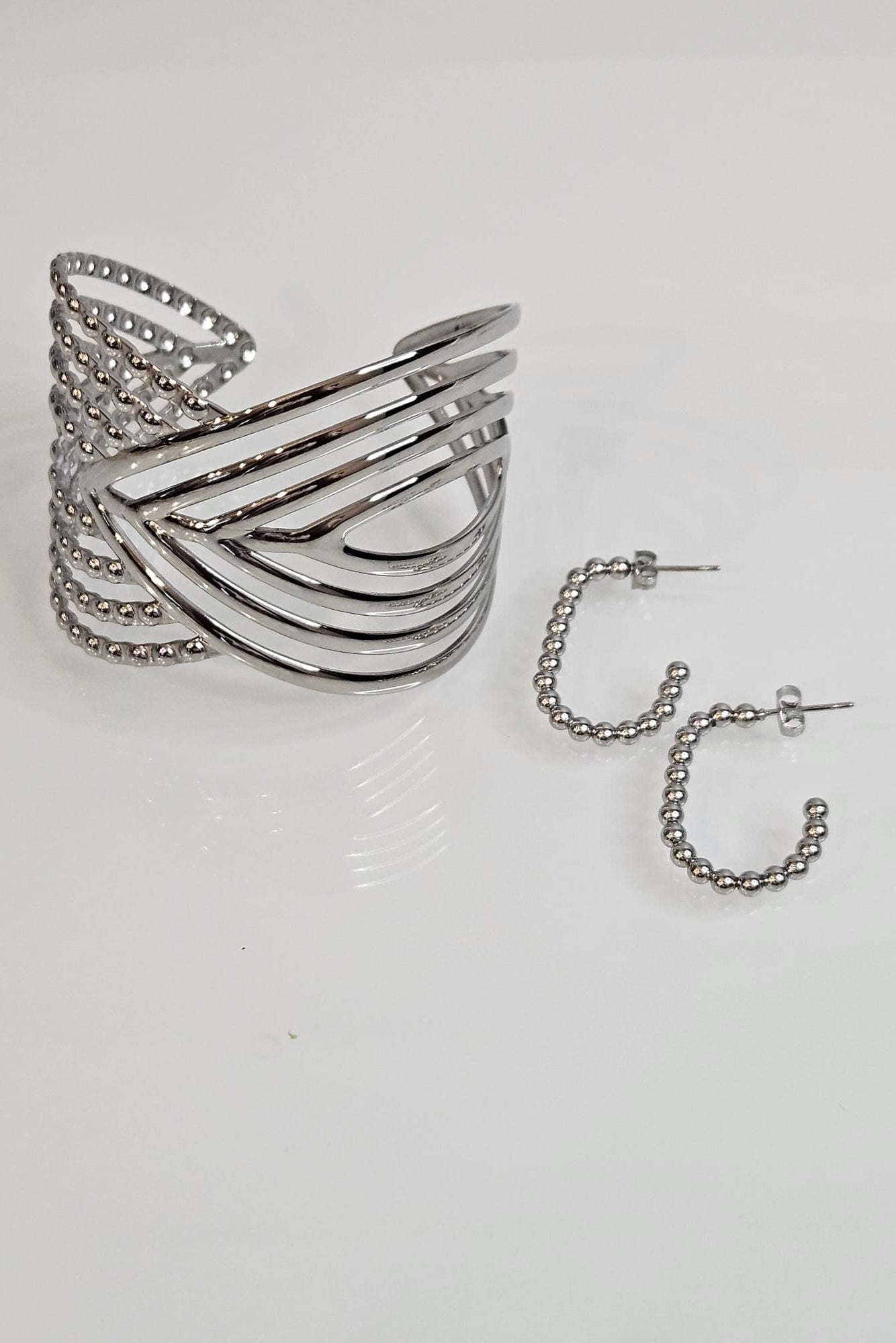 SET DE BRAZALETE Y PANTALLAS DORADO Y/O PLATEADO