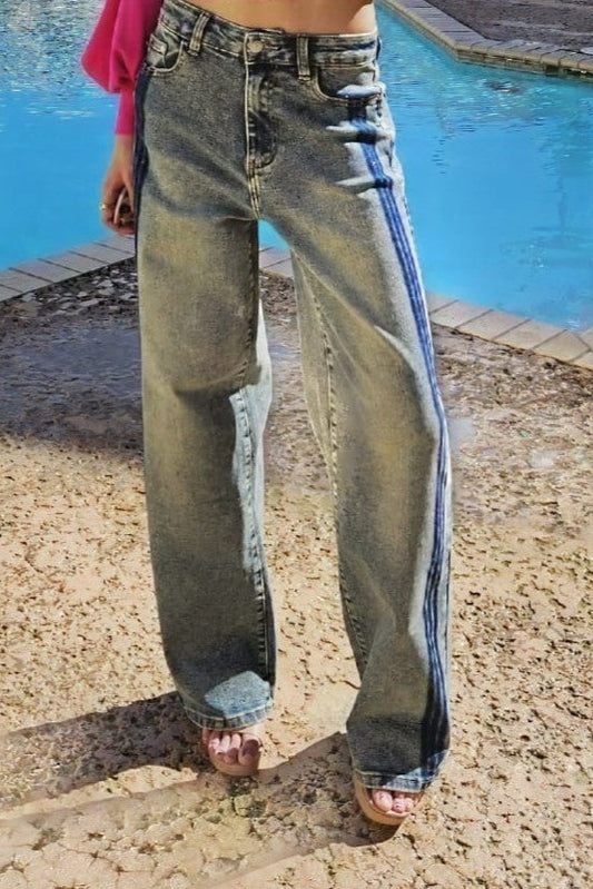 JEANS/MAHON AZUL CON LINEAS EN LOS LADOS