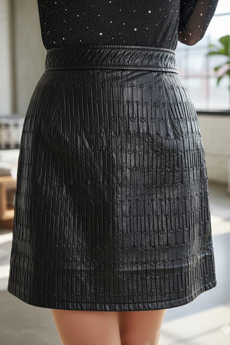 FALDA CORTA "LEATHER" NEGRO