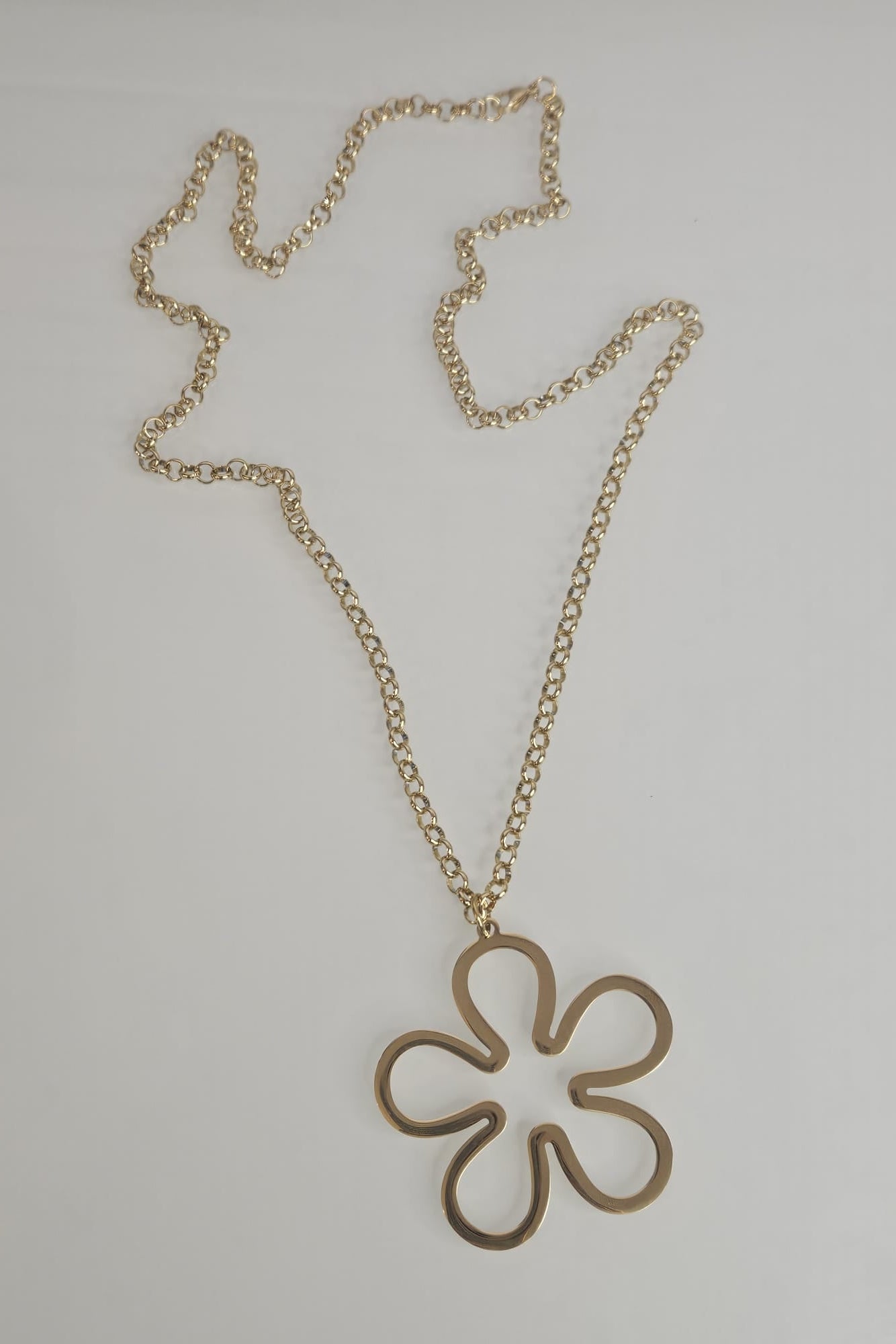 COLLAR CADENA LARGA PLATEADA Y/O DORADA CON PENDANT FLOR