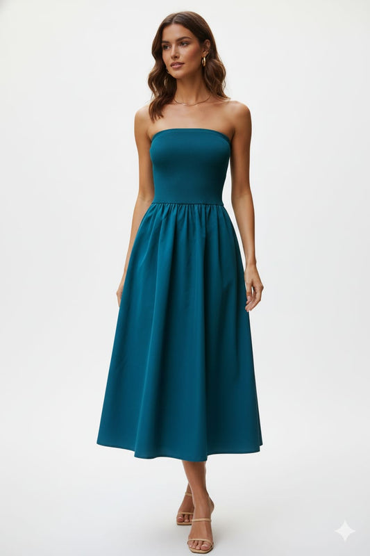 TRAJE MAXI TUBO COLOR "TEAL"