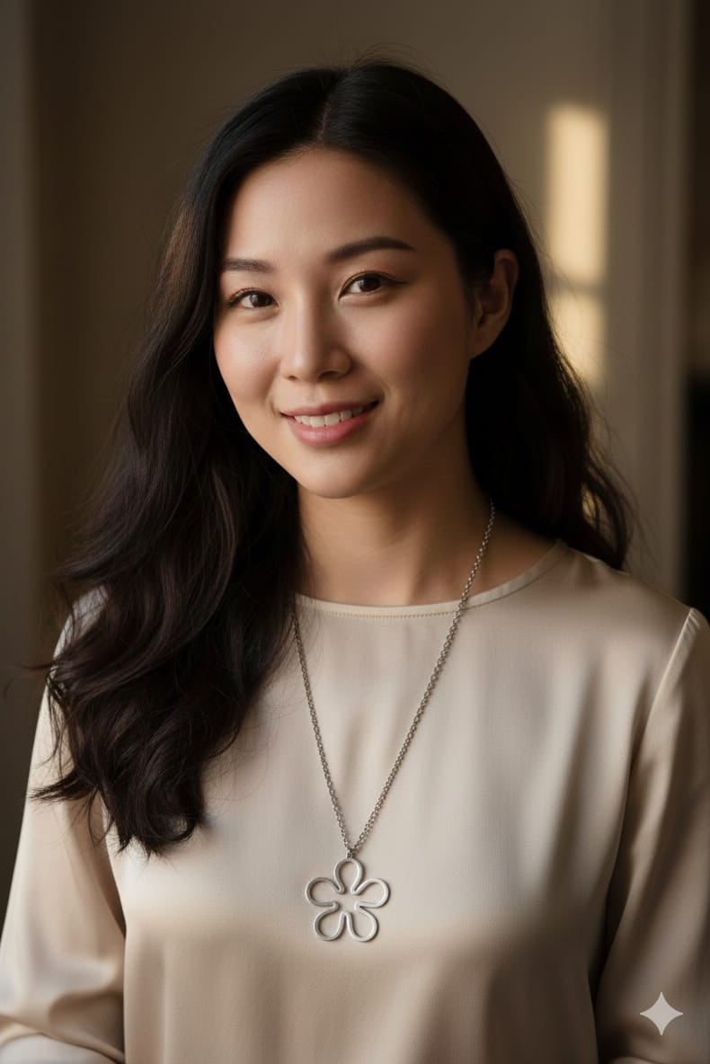 COLLAR CADENA LARGA PLATEADA Y/O DORADA CON PENDANT FLOR