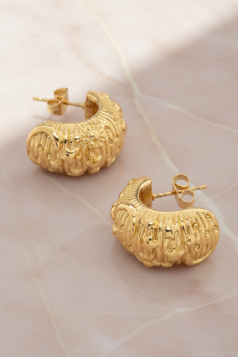 Aretes dorados con fondo estético