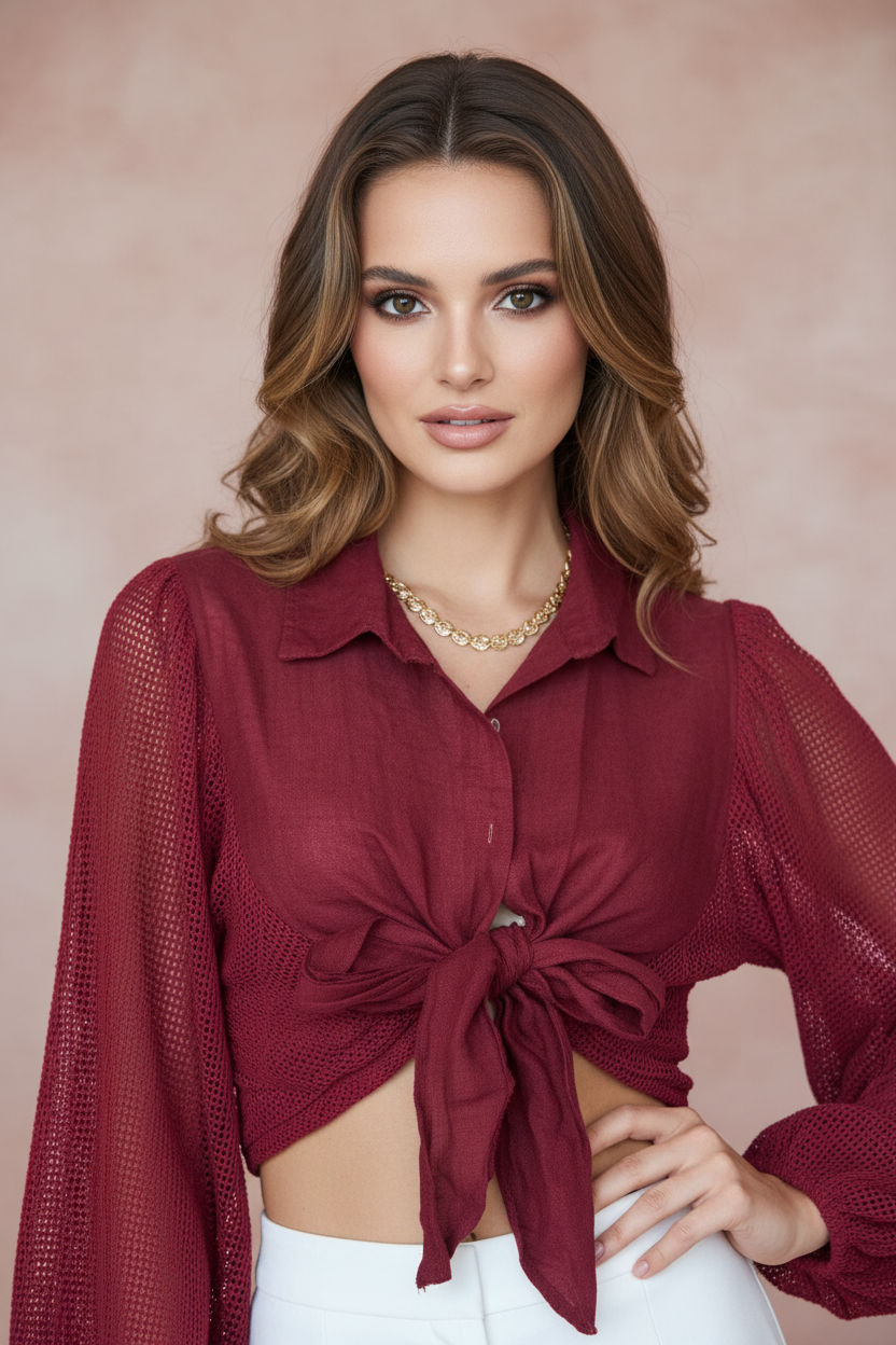 BLUSA CON AMARRE AL FRENTE TALLA ÚNICA