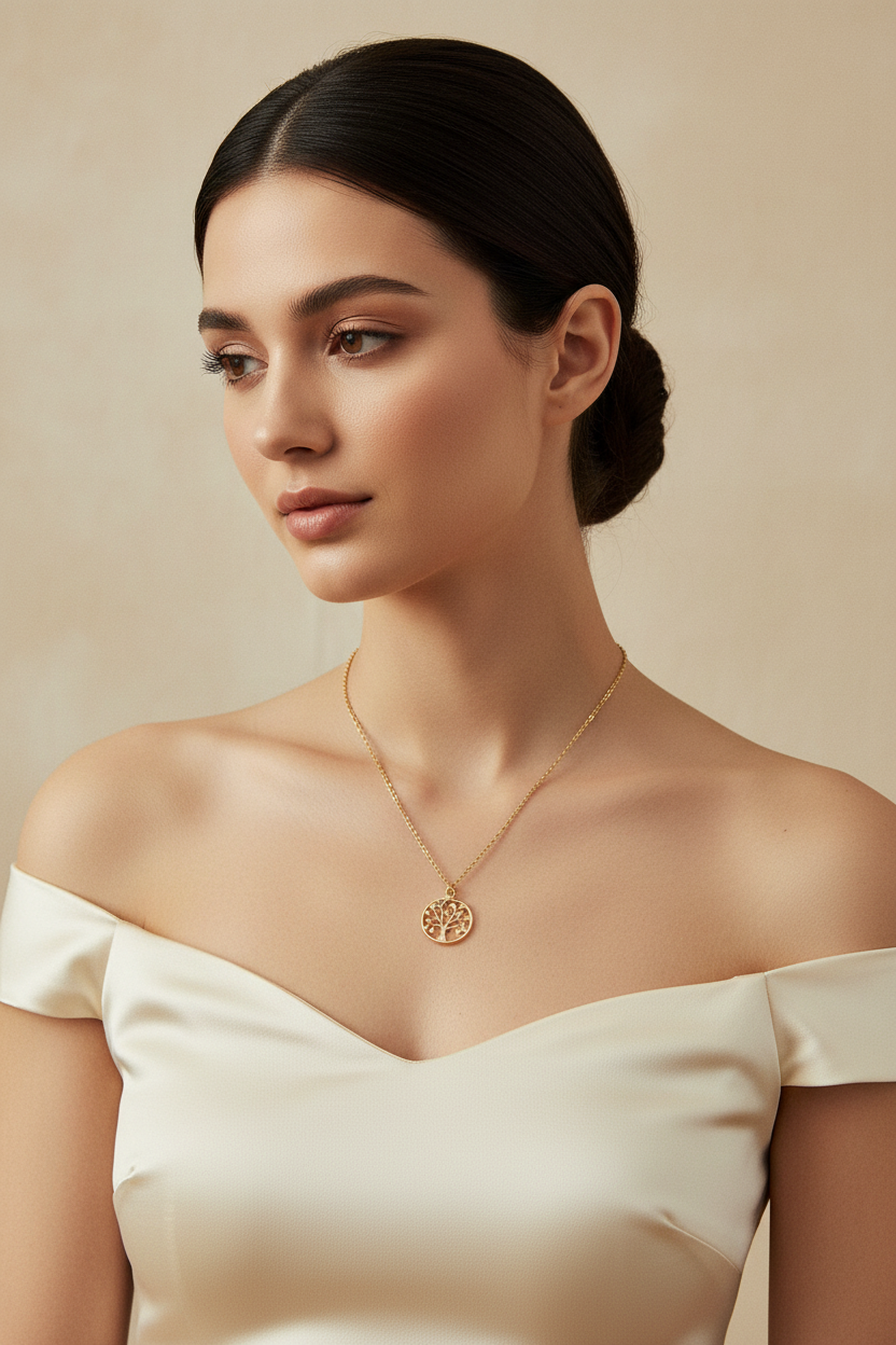 Cadena con dije de árbol de la vida en modelo