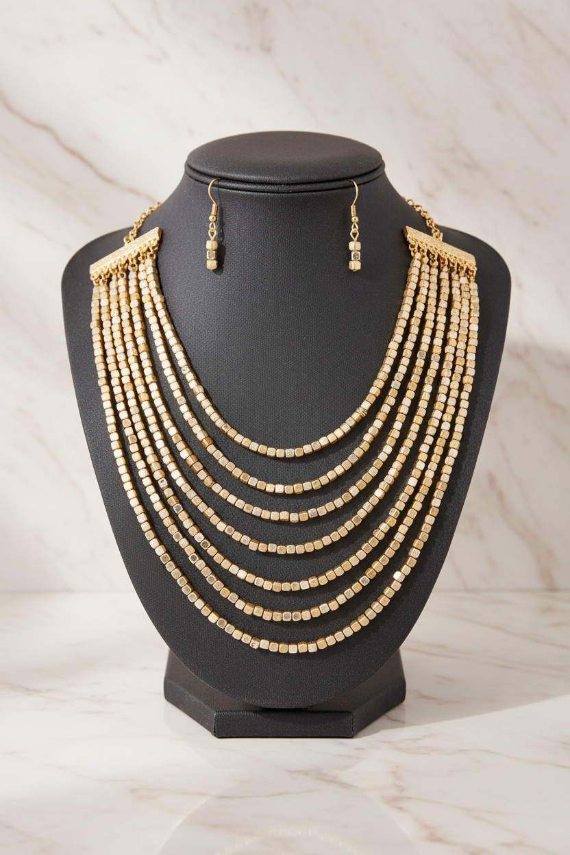 Collar dorado con fondo estético