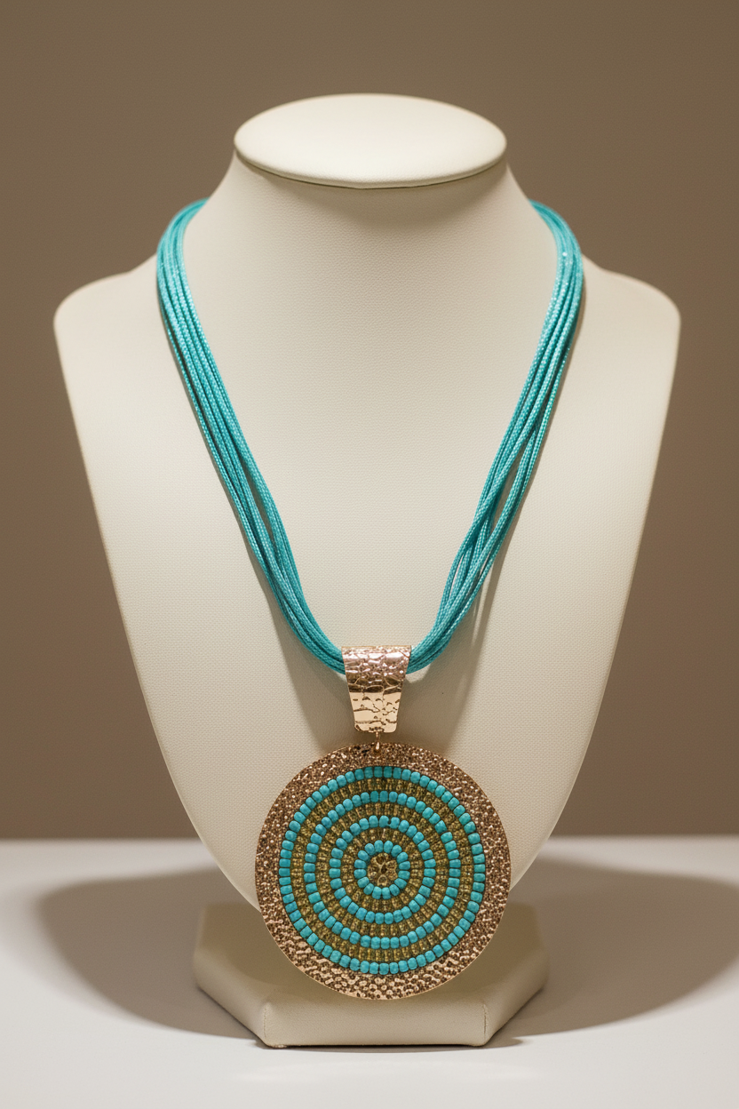 Collar turquesa en display de joyería