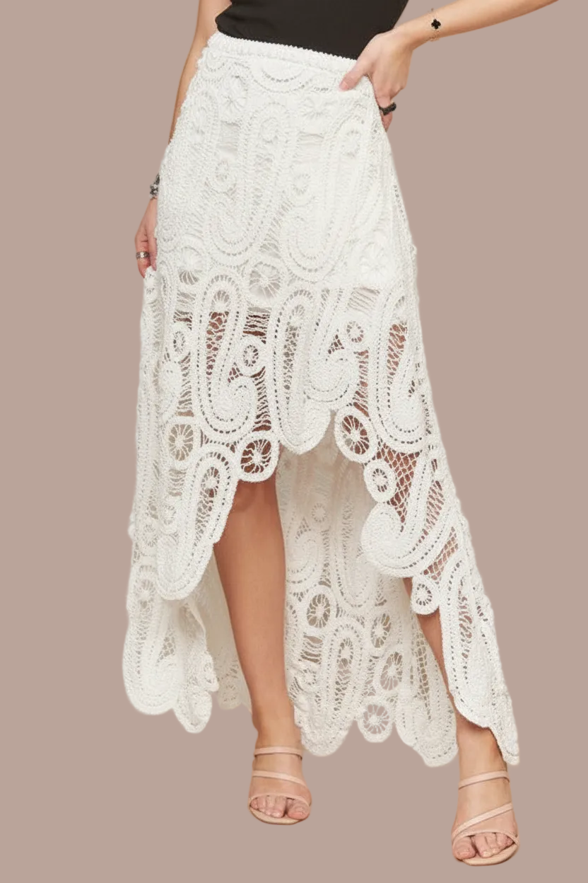 Falda encaje lateral beige