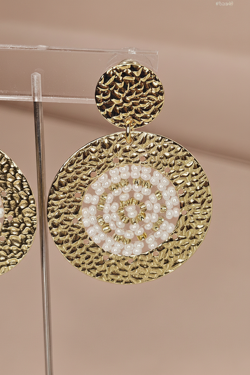 SET DE BRAZALETE Y ARETES REDONDO DORADO Y BLANCO