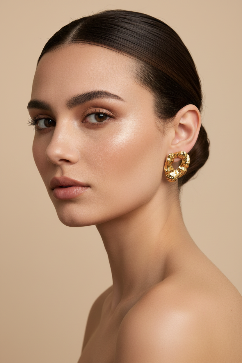 Pantallas de botón doradas en modelo