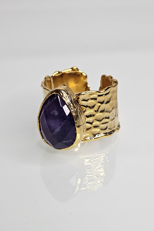 SORTIJA TURCA DORADA CON PIEDRA VIOLETA