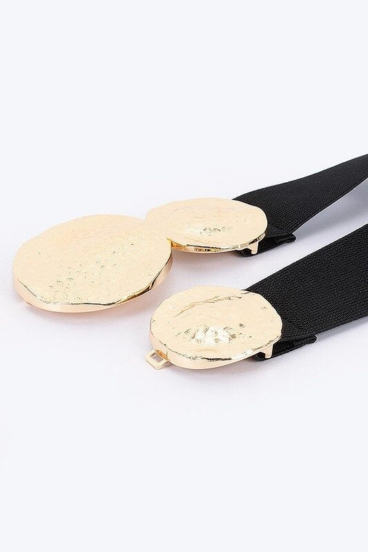 CORREA NEGRA CON HEBILLA 3 ESFERAS DORADAS