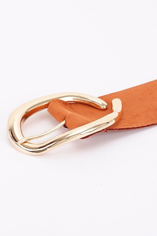 CORREA DE SUEDE COLOR CAMELLO Y HEBILLA DORADA