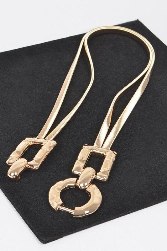 CORREA ELÁSTICA DORADA CON HEBILLA DE METAL TAMAÑO "PLUS"