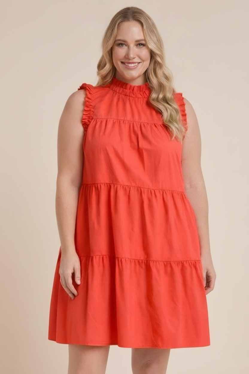 Vestido naranja frontal beige