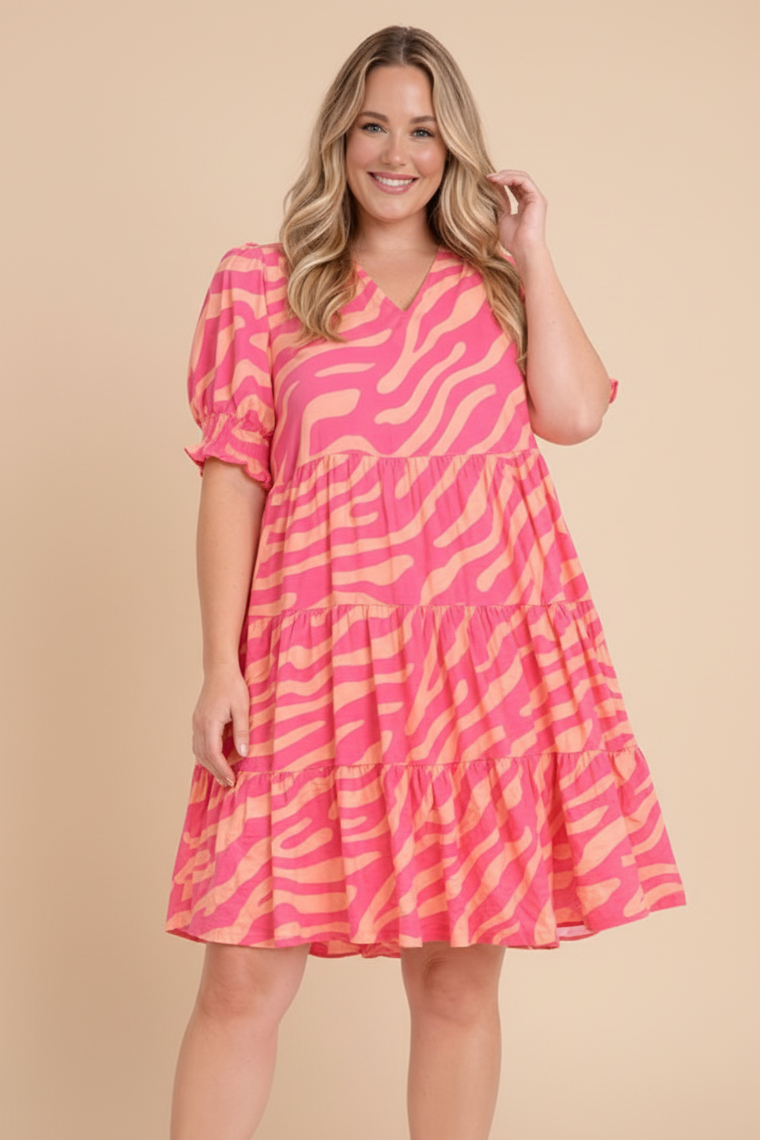 Vestido zebra frontal beige