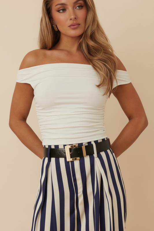 Zoom blusa off-shoulder
