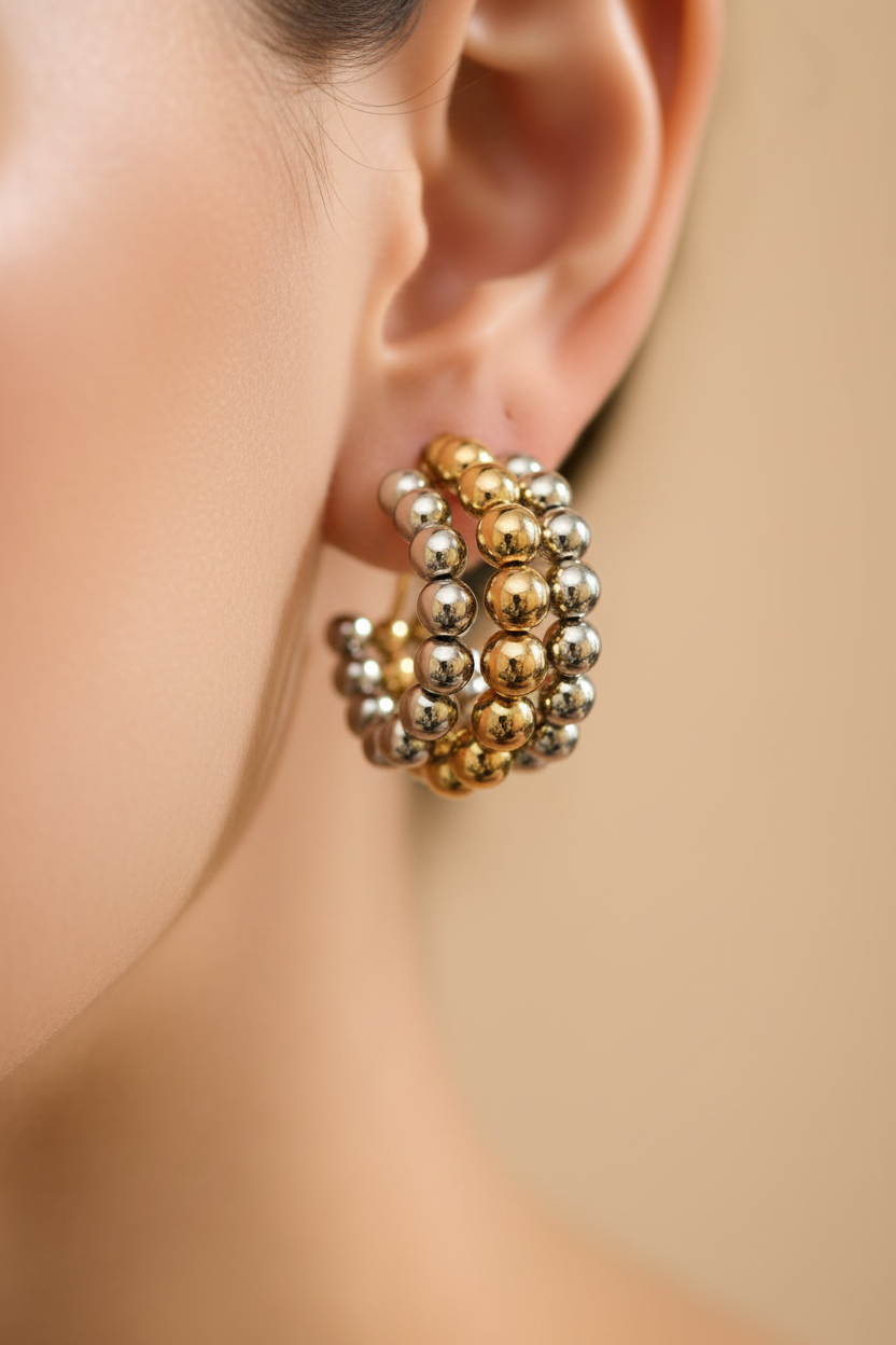 Zoom extremo de pantallas hoops de esferas dos tonos